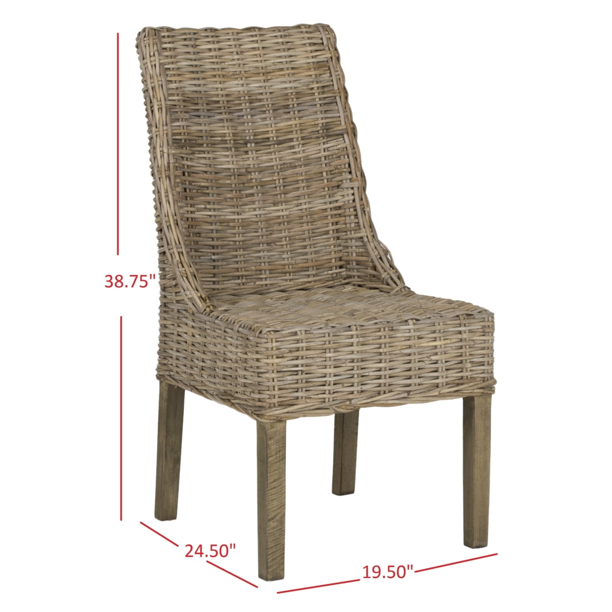 SAFAVIEH Suncoast Nautical Rattan Solid Dining Parsons Chair, Natural (Set of 2)