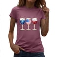 thumbnail image 3 of Zynoxe Independence Day T Shirts for Women Fashionable Round Neck Graphic Tees Patriotic Short Sleeve Going Out Summer Tops (#04 Wine,S), 3 of 6