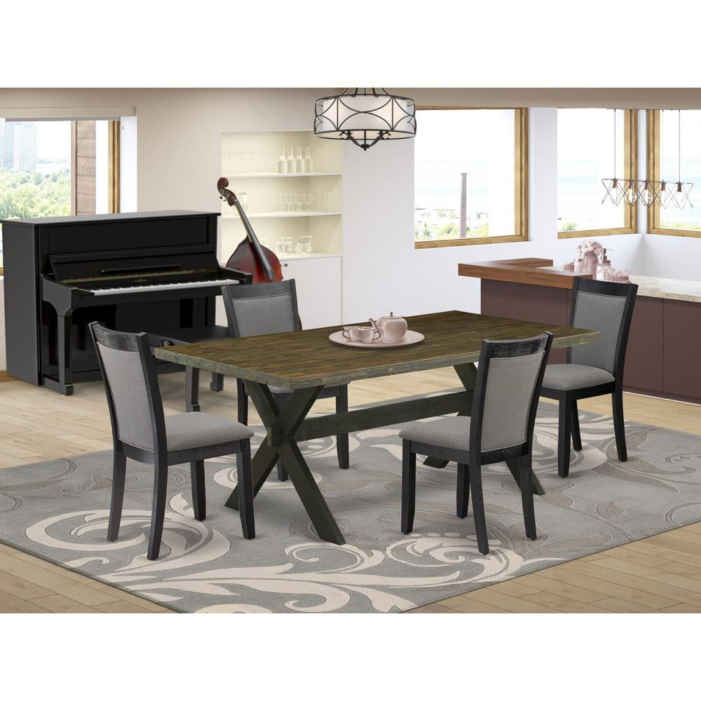 X677MZ650-5 5Pc Dining Set - Rectangular Table and 4 Parson Chairs - Multi-Color Color