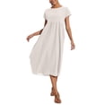 thumbnail image 4 of Vestido midi Zhyaj con cuello redondo y manga corta holgado, túnica de algodón, 4 of 7