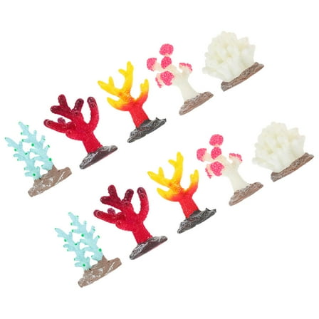 WEUVEB 10Pcs Assorted Color Artificial Coral Ornaments for Fish Tank Aquarium Decor Resin