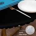 thumbnail image 3 of Blue Game Handle Round Tablecloth, Fitted Table Cover with Elastic for 36"-44" Round Tables, Video Gamer Console Earphones Black Table Cloth Outdoor Indoor Dinning Party Waterproof Tablecloths, 3 of 7