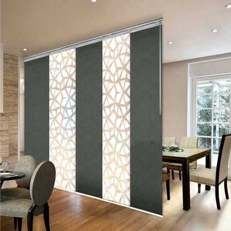

Domovina 5 Panel Track Vertical Blinds Adjustable 58-110 W x 91.4 H - Splinter/Adelaide