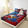 thumbnail image 4 of jejeloiu Baseball Game Lovers Full Size Sheets,Ball Sport Helmet Bed Sheets,Red Blue Sheet Sets For Kids,Luxury Bedroom Decor,4-Piece, 4 of 7