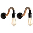 thumbnail image 1 of 2pcs Vintage Hemp Rope Sconce Industrial Wall Sconce Ideal For Loft Hallway Or Bedroom bedside lamp Without Light Source, 1 of 4
