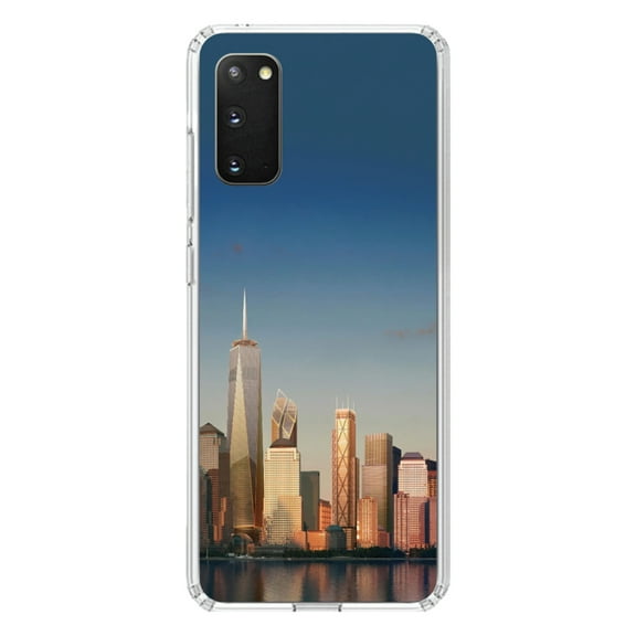 DistinctInk Clear Shockproof Hybrid Case for Galaxy S20 / S20 5G (6.2" Screen) - TPU Bumper, Acrylic Back, Tempered Glass Screen Protector - New York Skyline New - The Big Apple