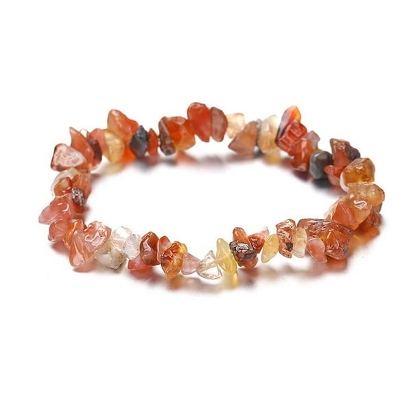 Nvzi Pulsera de cuentas hecha a mano, adecuada para pulseras de piedra natural irregulares (rojo claro)