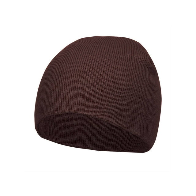 Short Cuffless Beanies - Brown