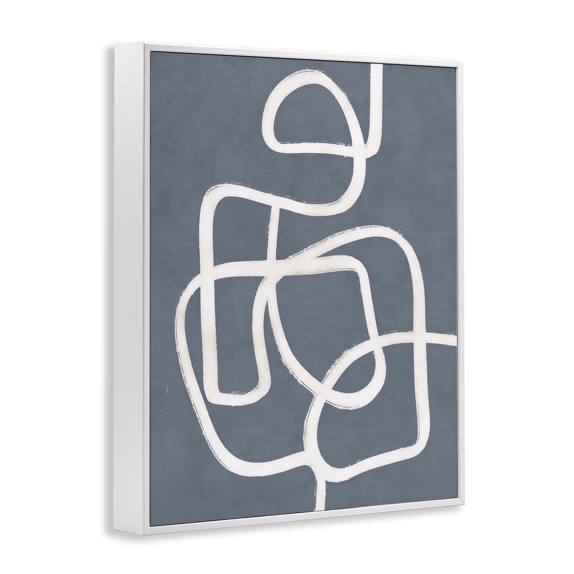 Stupell Industries Blue Freeflow Line Abstract Painting White Framed Art Print Wall Art, 16 x 20
