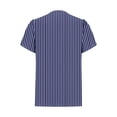 thumbnail image 4 of WREESH Women's Striped Henley Shirt Casual Tops with Print Blouses and Button Shirts Short Sleeve V-Neck T-Shirt Blue, 4 of 6