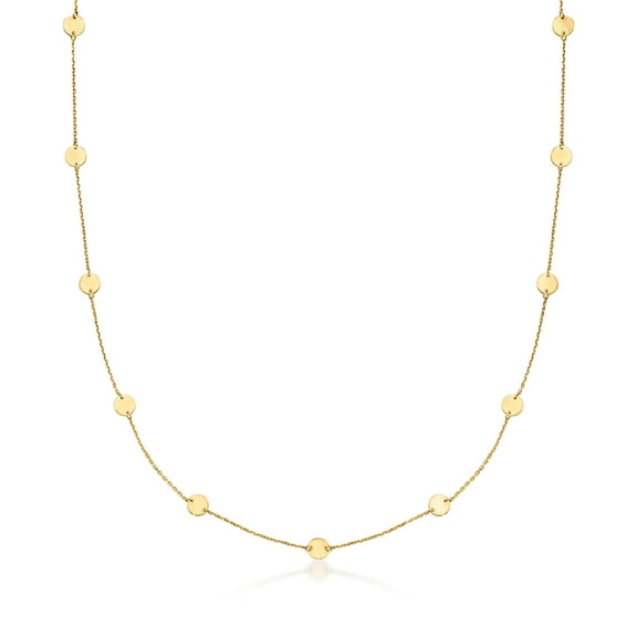 Pure Collection by Ross-Simons Italian 14kt Yellow Gold Disc Station Necklace, Women's, Adult