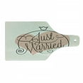 thumbnail image 1 of Wedding Cutting Board, Hand Writing of Just Married on Pink Heart Tulip Flower Art Print, Decorative Tempered Glass Cutting and Serving Board, Wine Bottle Shape, Coral Black White, by Ambesonne, 1 of 1