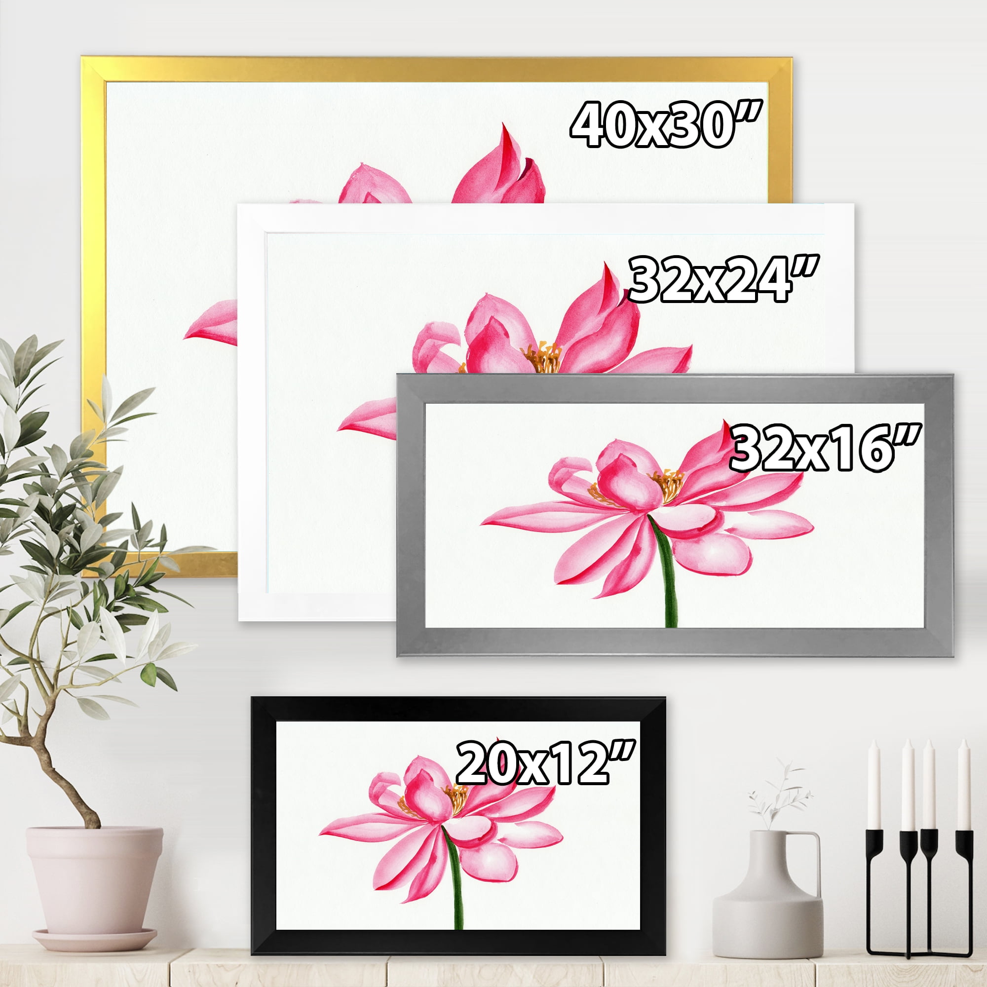 Designart 'Ancient Detail of A Pink Lotus' Traditional Framed Art Print
