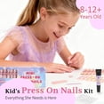 thumbnail image 5 of 16 Sizes 128 Pieces Press on Nails for Kids, 4 pack Kids Nail Kit Colorful Flower Almond Fake Nail Tips for Girls 8-12 Years Old with Jelly Nail Adhesives & Nail Glue Birthday Easter Gifts, 5 of 5