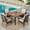 Wood-Grain Table Top, variant on Summit Living 5-Piece Metal Outdoor Dining Sets with Chairs and Square Outdoor Table, Black/Beige