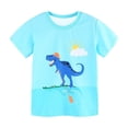 thumbnail image 1 of Économies d'Été! SROBPTY T-Shirts à Manches Courtes pour Tout-Petits, Chemises pour Enfants T-Shirt Graphique à Manches Courtes Imprimé Col Rond Crop Top pour Filles et Garçons de 3 à 14 Ans T-Shirt Tee Bleu Clair, 4 Ans, 1 of 2