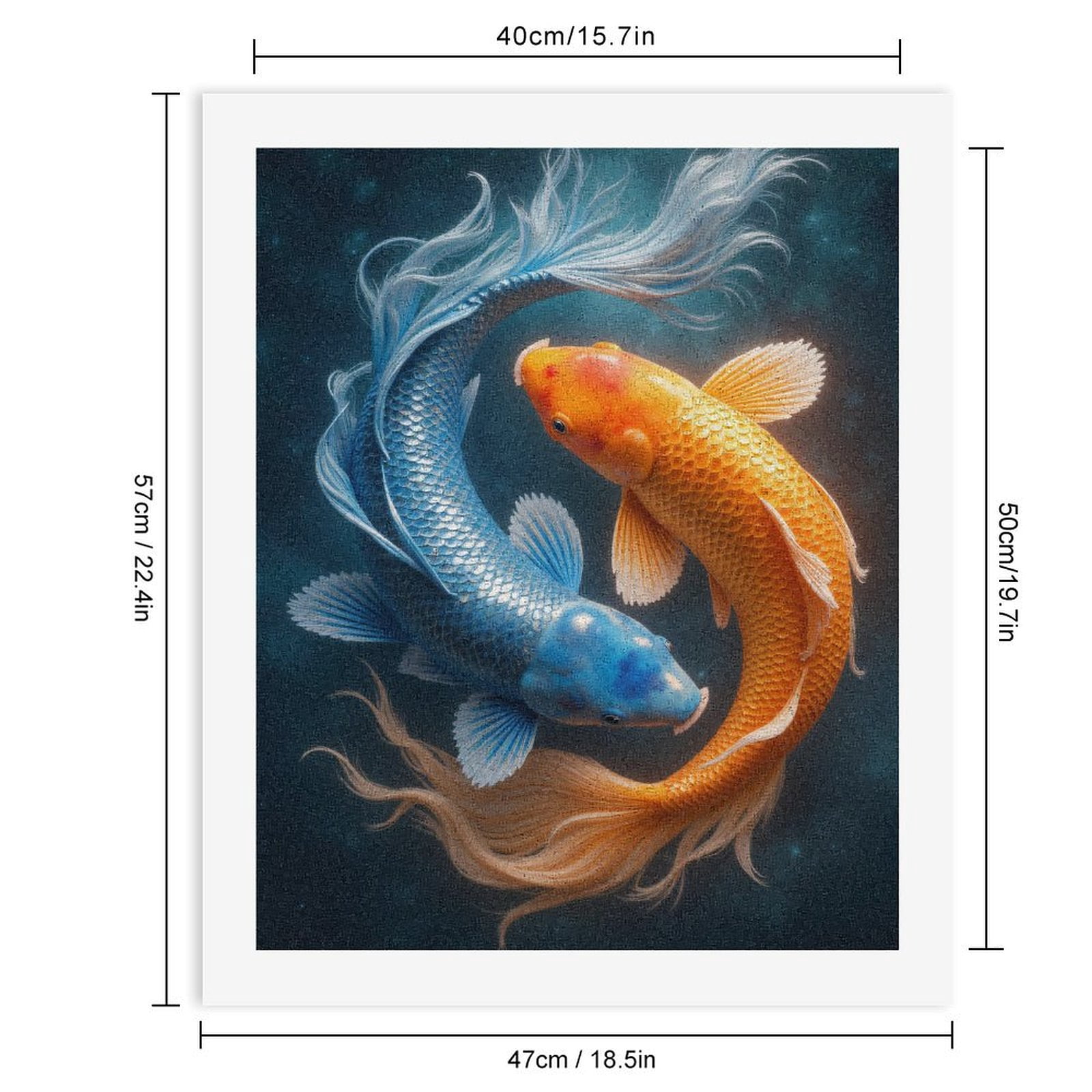 Paint By Numbers Kit for Adults Beginner - DIY Blue Orange Koi Fish Art Serenity Canvas Painting Kits for Adults, Frameless Paint By Number for Adults for Home Wall Decor 16x20 Inch