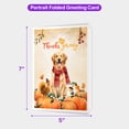 thumbnail image 5 of Happy Thanksgiving Golden Retriever with Turkey Pumpkins Autumn Vibes 5x7in Folded Greeting Card Goldens Dog Lover Gifts Idea Single Note Card with Envelope - 12018, 5 of 5