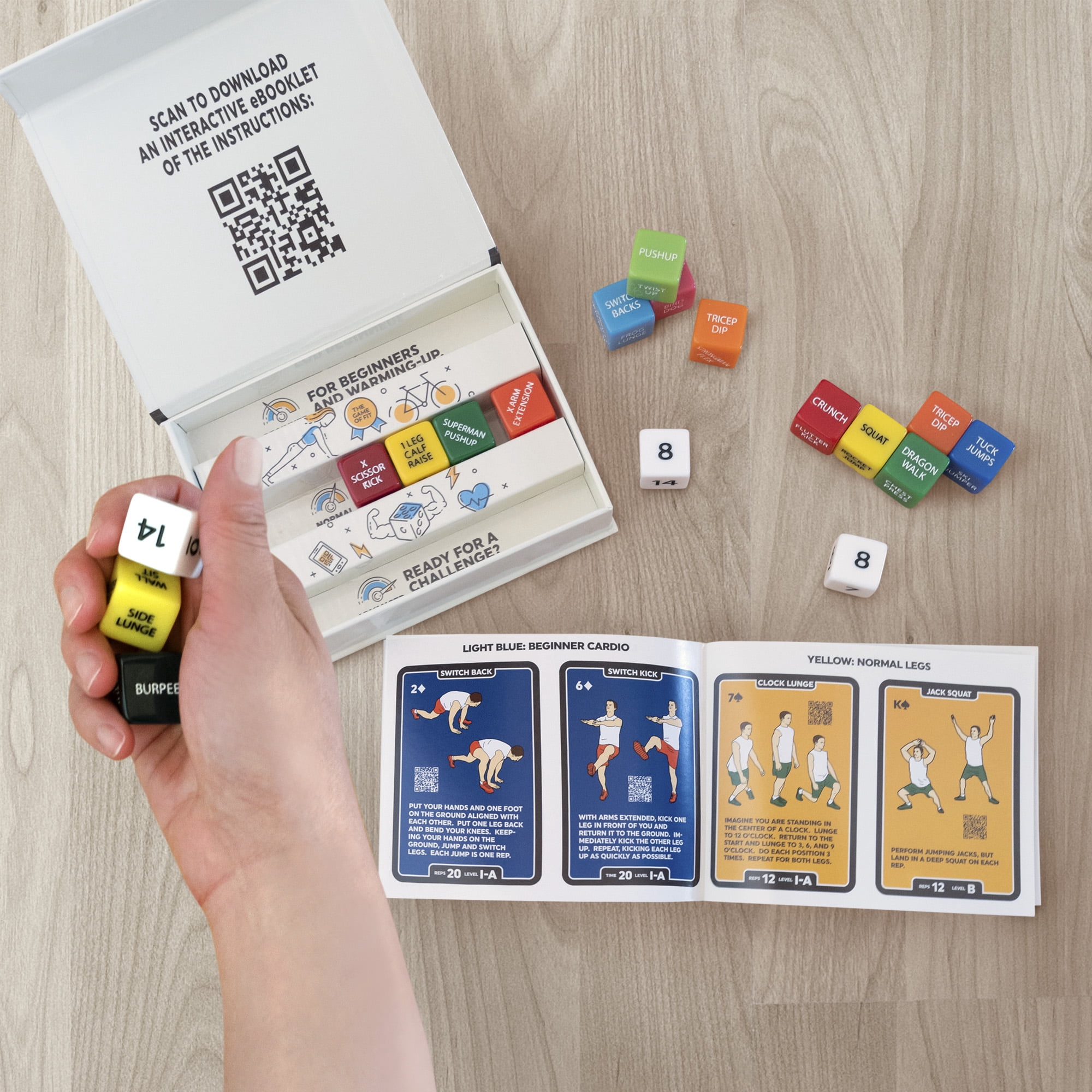 Stack 52 Quick Sweat Fitness Dice. Bodyweight Exercise Workout Game. Designed by a Military Fitness Expert. Video Instructions Included. No Equipment Needed. Burn Fat Build Muscle. (Box Set)