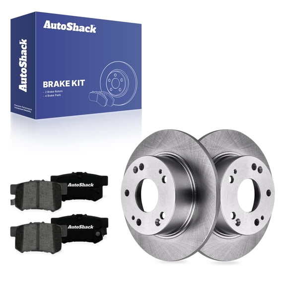 AutoShack Rear Solid Brake Rotors   Premium Ceramic Pads 6-PC Brake Kit Replacement for 2003-2007 Honda Accord 2004-2008 Acura TSX 10.22" (259.5 mm)