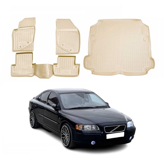 Custom Floor Mats & Cargo Liners for Volvo S60 2001-2009 Beige 5 Pcs