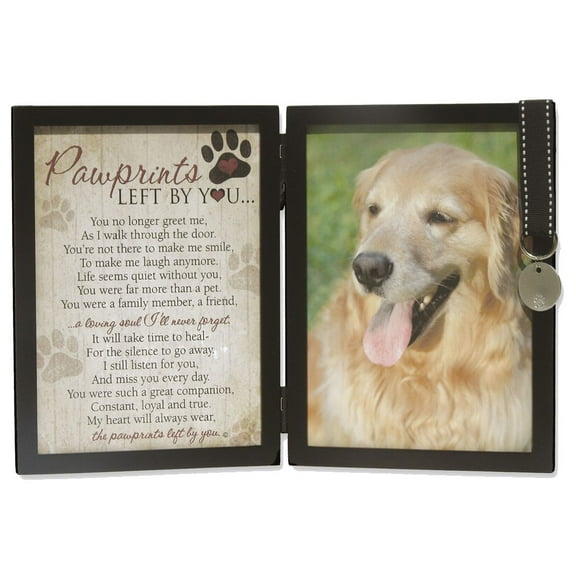 Pawprints Left By You Memorial 5x7 Photo Frame for Dog with Pet Tag