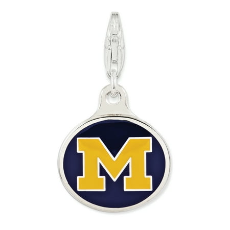 Michigan Outdoor Pendant - 925 Sterling Silver Enamel Univ. Of Michigan Lobster Clasp Pendant Charm Necklace Collegiate Gifts For Women For Her