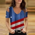 thumbnail image 2 of IROINNID 4th of July T-Shirt For Women Summer Casual Strapless Blouse Top V-Neck Women Tops Independence Day, 2 of 5