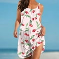 thumbnail image 2 of Dresses For Women 2024 Halter Cherry Flower Floral Design Fashion Square Neckline Sleeveless Above Knee Beach Vacation Sundress, 2 of 5