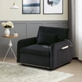 thumbnail image 2 of Muumblus 3-in-1 Convertible Sleeper Chair Bed, Indoor Lounge Chair with USB/Type-C Charging Ports, Modern Recliner Sofa for Living Room, Black Velvet, 2 of 9