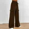 thumbnail image 3 of Qeaghou Cargo Sweatpants for Women Wide Leg High Waist Joggers Pants Drawstring Solid Colors Lounge Yoga Pants with Pockets Cute Sweatpants, 3 of 6