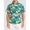 thumbnail image 5 of Aojekbee Men Hawaii Beach Shirts Leaves Print Short Sleeve Holiday Tops Turn-Down Collar Summer Casual Clothes, 5 of 8