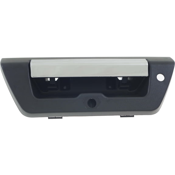 Tailgate Handle Compatible with FORD F-150 2015-2018 Outside Chrome Lever/Textured Housing with (Camera/Key Holes) and Cable All Cab Types