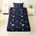 thumbnail image 3 of Manfei Vintage Blue Planets Twin Sheets,Celestial Stars Dots Bedding,3 Pieces,1 Flat Sheet,1 Fitted Sheet and 1 Pillowcase, 3 of 6