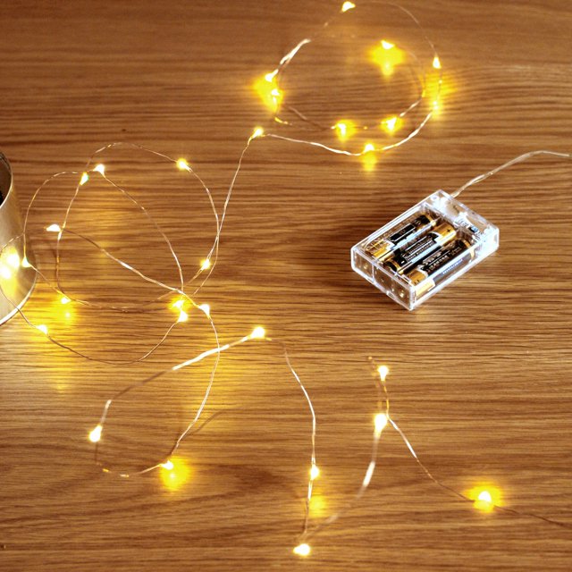 Cadena de luces LED Sanniu Mini con batería, cable de cobre, 5 m, cálido