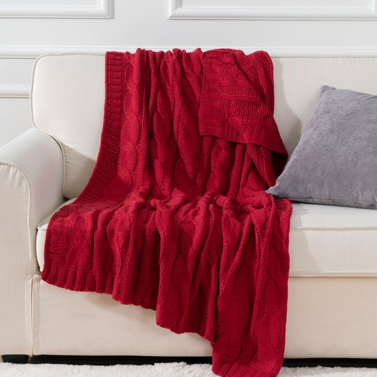 Red cable knit discount blanket