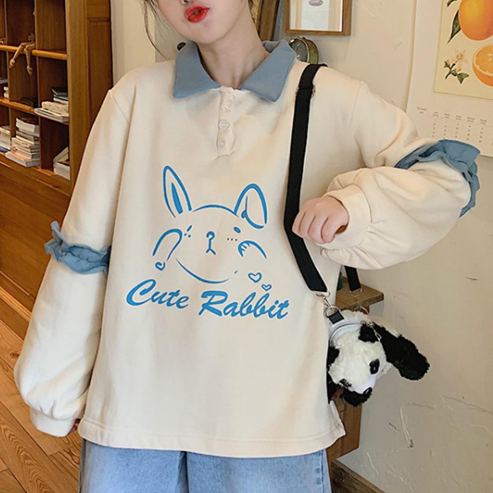 Ruffled Pullover Sweatshirt Women 