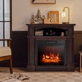 thumbnail image 2 of Costway 32" 1400W Electric Fireplace Mantel TV Stand Space Heater W/ Shelf Brown, 2 of 10