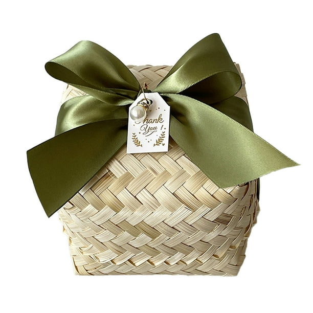 Hapeisy HandWoven Gift Basket with Lid ，Bamboo Baskets， Souvenir Box