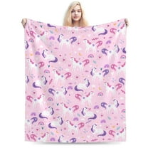 Unicorn Throw Blankets, Gifts for Adult Blanket, Cozy Warm Flannel Blankets Throw for Home Decor Bed Couch 80"x60"