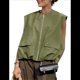 thumbnail image 3 of Chaleco Informal con Cremallera para Mujer, Estilo Cargo, Extragrande, con Dobladillo Fruncido, Sin Mangas, Chaquetas y Tops. Verde L, 3 of 7