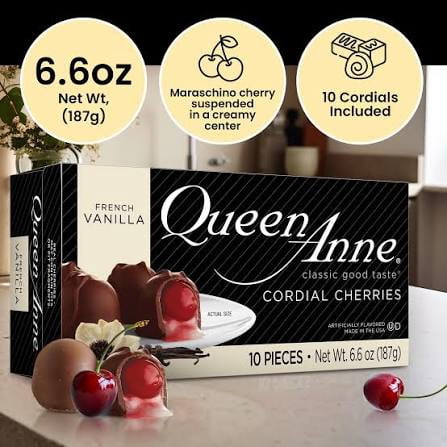 Queen Anne Cordial Cherries Assorted Flavors: Milk Chocolate, Dark Chocolate, Cherry Cola, French Vanilla, & Dark Chocolate with Coconut , (10 Pieces Each)