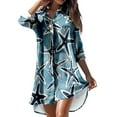 thumbnail image 2 of Ruimatai Summer Spring Swimsuit Cover Up Plus Size Beach Cover Ups Summer Casual Turn-down Collar Long Sleeve Printed Smock Buttons With Pocket Shirt Dresses, 2 of 7