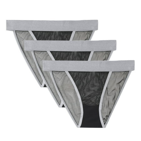 

WZHKSN Womens Patchwork Panty Grey Underwear Thongs 3-Pack