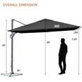 thumbnail image 3 of Costway 10x10 ft Patio Offset Cantilever Umbrella Aluminum 360° Rotation Tilt Gray, 3 of 10