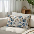 thumbnail image 6 of Blue Flowers Throw Pillow Cover 24 x 36 Inch Decorative Pillow Cover Spring Floral Brown Leaves Botanical Retro Beige Lumbar Pillowcase Seasonal Rectangle Cushion Case for Couch Sofa Bed Living Room, 6 of 9