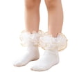 thumbnail image 2 of Girls 4-Layer Organza Ruffle Ankle Dress Socks Soft Cotton Frilly Princess Socks for Pageant Party Daily Wear(Champagne,M), 2 of 7