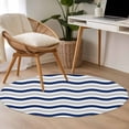 thumbnail image 5 of Round Area Rug 3ft,Navy Blue Grey Wave Washable Carpet Non-Slip Runner Accent Rugs Indoor Floor Mat for Bedroom Living Room Decor,Abstract Striped Water Ripple, 5 of 9
