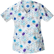 Shaped V-Neck Diagonal Stem Print Scrub Top