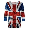 thumbnail image 3 of qipepei 4th of July Clothes for Women American Flag Patriotic T-Shirts Women's Fashion Printed T-shirt Mid-length 3/4 Sleeves Blouse Round Neck Casual Tops, 3 of 4